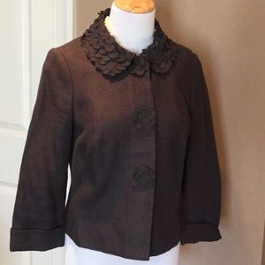 Boden Navy linen 3/4 sleeve suit jacket S2